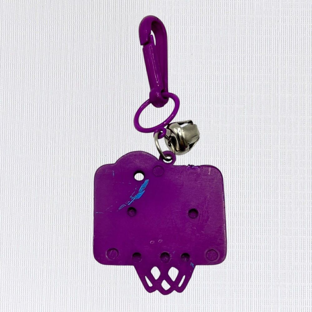 Vintage 80s Bell Charm Clip On Toy Purple Basketball Hoop Goal Plastic Jewelry View 2
